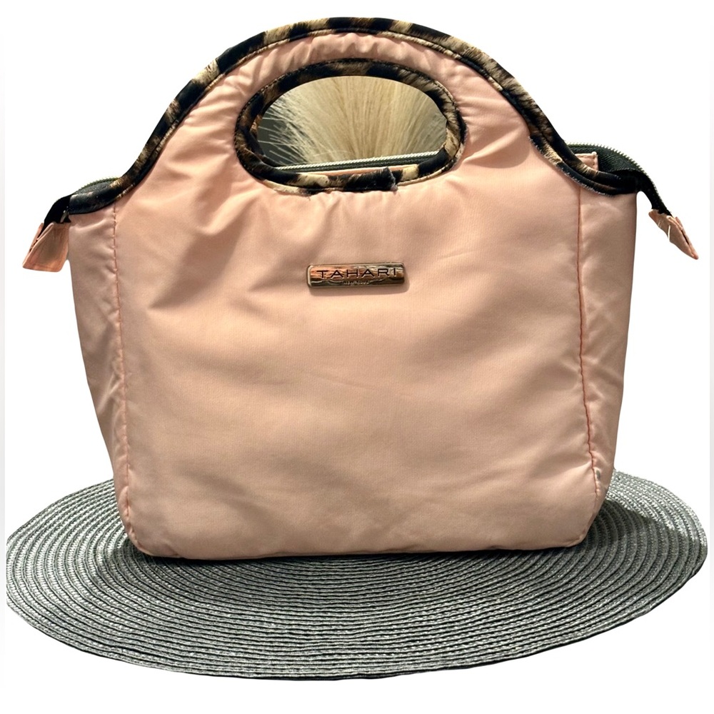 Tahari insulated Lunch Bag/ Makeup Bag Pink and Cheetah Print - Picture 1 of 8